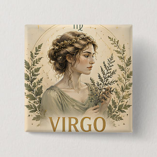 Virgo Zodiac Sign Birthday Astrology Gift Button
