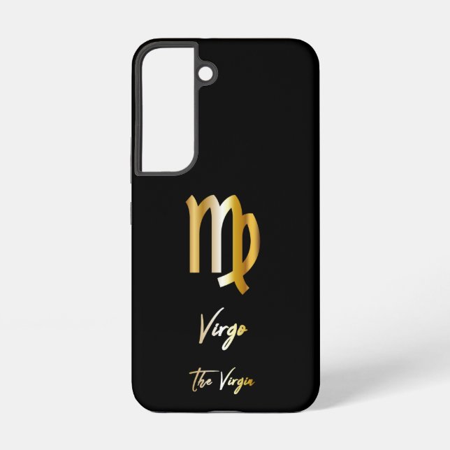Virgo Zodiac Sign, Black & Gold  Samsung Galaxy Case (Back)