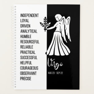 Virgo Zodiac Sign, Black & White Planner