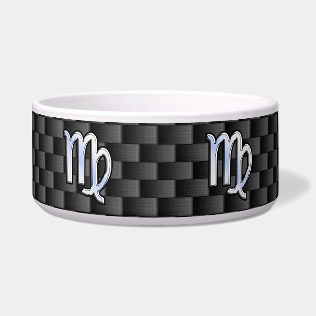 Virgo Zodiac Sign Charcoal Carbon Fiber Print Bowl (Front)