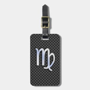 Virgo Zodiac Sign Charcoal Carbon Fiber Print Luggage Tag