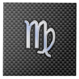 Virgo Zodiac Sign Charcoal Carbon Fiber Print Tile