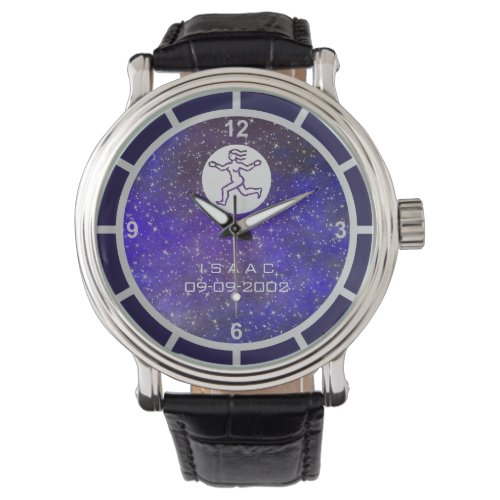 Virgo Zodiac Sign Elegant Custom Name Birth Date Watch