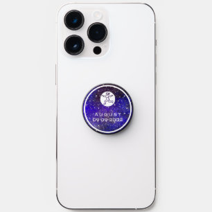 Virgo Zodiac Sign Elegant Custom Name Dark Blue PopSocket