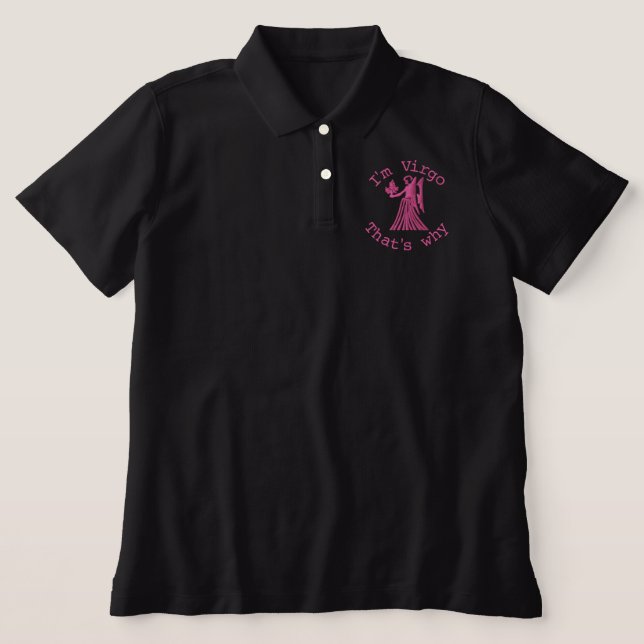 Virgo Zodiac Sign Embroidery Embroidered Polo Shirt (Design Front)