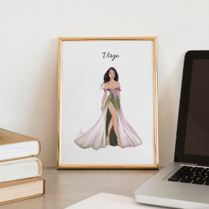 Virgo, zodiac sign, fashion sketch, poster