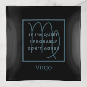 Virgo Zodiac Sign Fun Quote Blue & White Birthday Trinket Tray