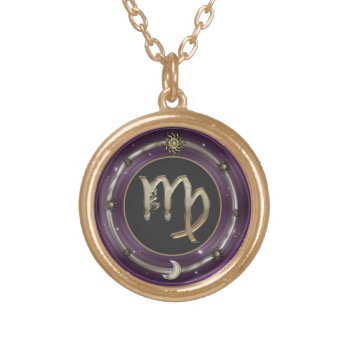 Virgo Zodiac Sign Gold Plated Necklace by EarthMagickGifts at Zazzle