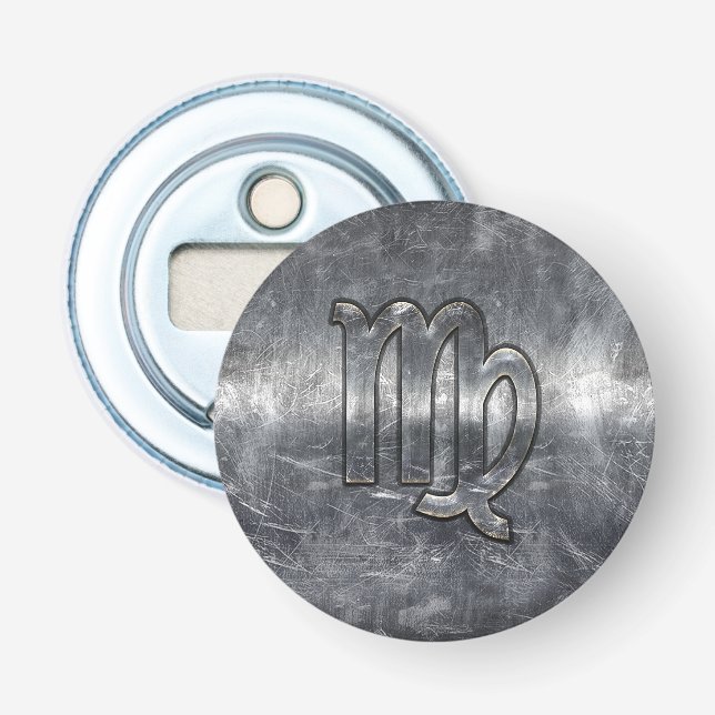Virgo Zodiac Sign Grunge Distressed Style Bottle Opener (Front)