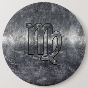 Virgo Zodiac Sign Grunge Distressed Style Button