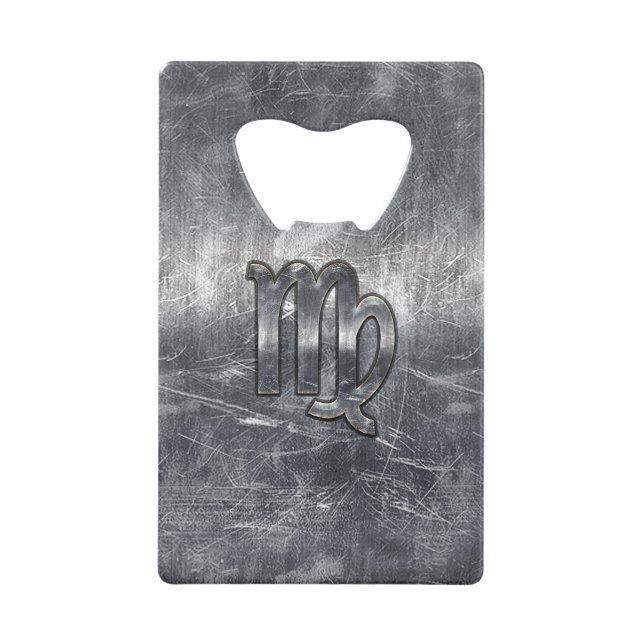 Virgo Zodiac Sign Grunge Distressed Style Credit Card Bottle Opener (Front)