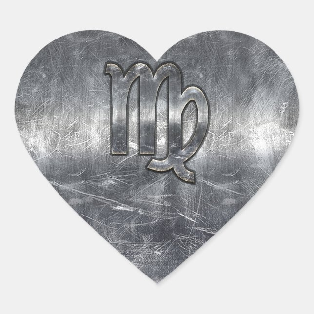 Virgo Zodiac Sign Grunge Distressed Style Heart Sticker (Front)