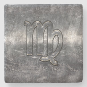 Virgo Zodiac Sign Grunge Distressed Style Stone Coaster