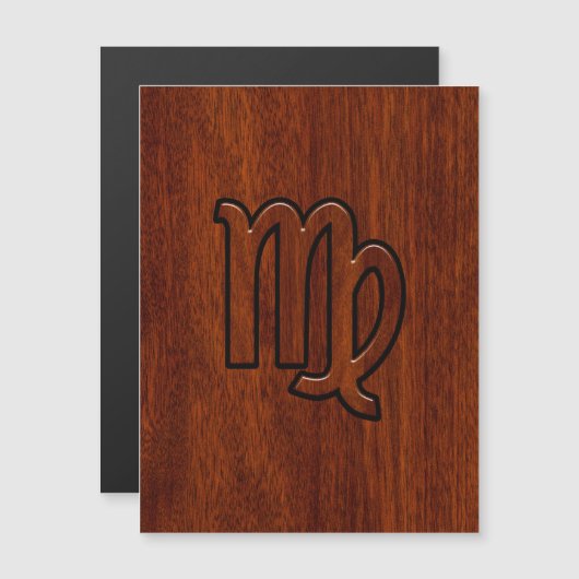 Virgo Zodiac Sign in Brown Mahogany Style (Front/Back)