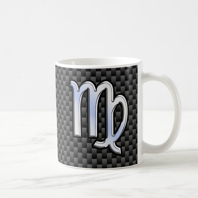 Virgo Zodiac Sign in Charcoal Carbon Fiber Print Coffee Mug (Right)