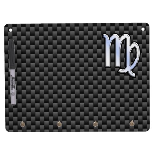 Virgo Zodiac Sign in Charcoal Carbon Fiber Print Dry Erase Board With Keychain Holder