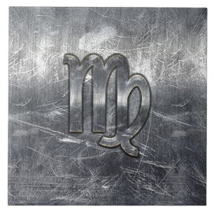 Virgo Zodiac Sign in Grunge Distressed Style Decor Ceramic Tile