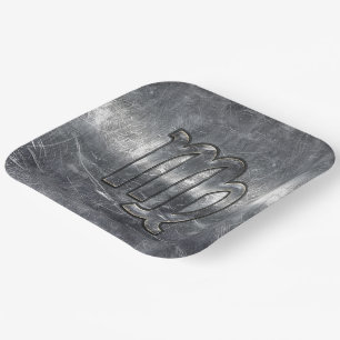 Virgo Zodiac Sign in Grunge Distressed Style Decor Paper Plates