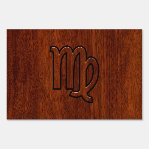 Virgo Zodiac Sign in Mahogany wood style