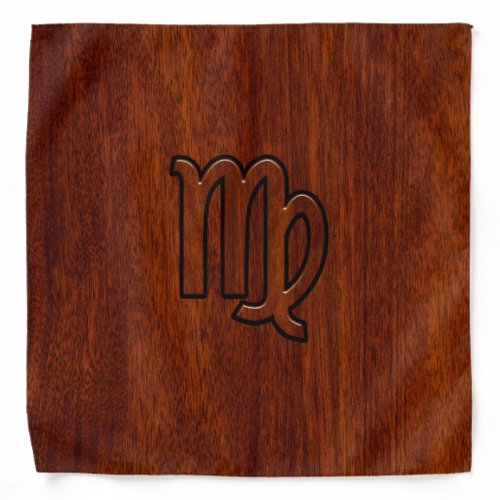 Virgo Zodiac Sign in Mahogany wood style Bandana