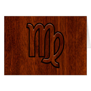 Virgo Zodiac Sign in Mahogany wood style Cards