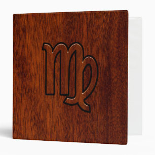 Virgo Zodiac Sign in Mahogany wood style decor Binder