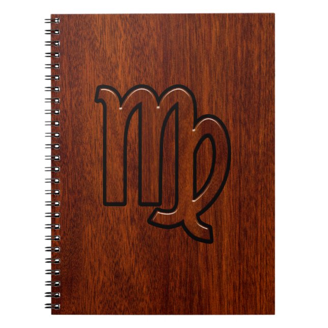 Virgo Zodiac Sign in Mahogany wood style decor Notebook (Front)