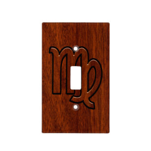 Virgo Zodiac Sign in Mahogany wood style Light Switch Cover