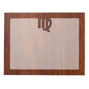 Virgo Zodiac Sign in Mahogany wood style Notepad