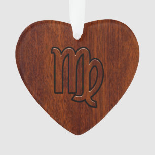 Virgo Zodiac Sign in Mahogany wood style Ornament