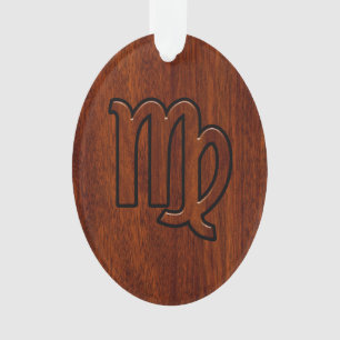 Virgo Zodiac Sign in Mahogany wood style Ornament