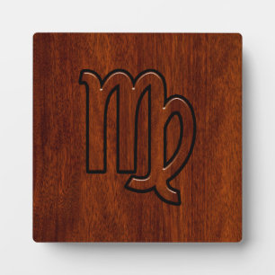 Virgo Zodiac Sign in Mahogany wood style Plaque