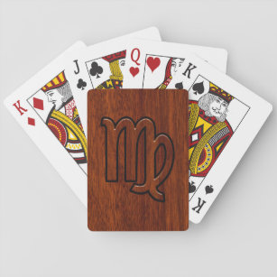 Virgo Zodiac Sign in Mahogany wood style Playing Cards