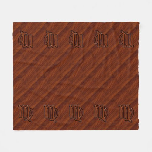 Virgo Zodiac Sign in Rich Mahogany Wood Style Fleece Blanket