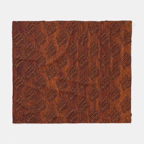 Virgo Zodiac Sign in Rich Mahogany Wood Style Fleece Blanket