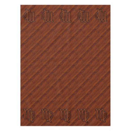 Virgo Zodiac Sign in Rich Mahogany Wood Style Tablecloth