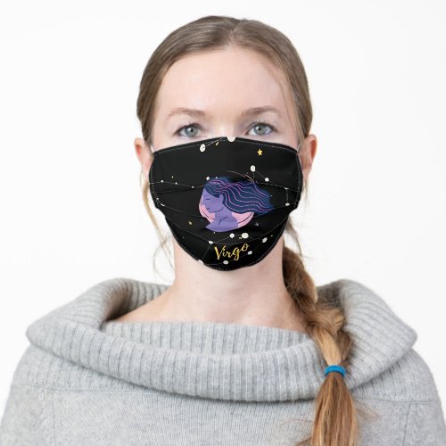 Virgo Zodiac Sign in space Adult Cloth Face Mask