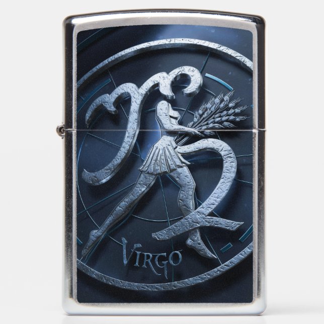 Virgo Zodiac Sign Metal Emblem #3 Zippo Lighter (Front)