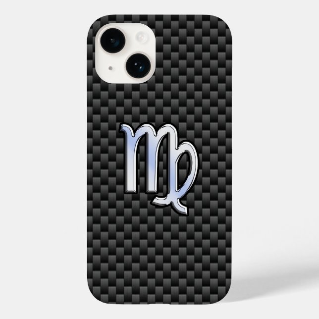 Virgo Zodiac Sign on Charcoal Carbon Fiber Case-Mate iPhone Case (Back)