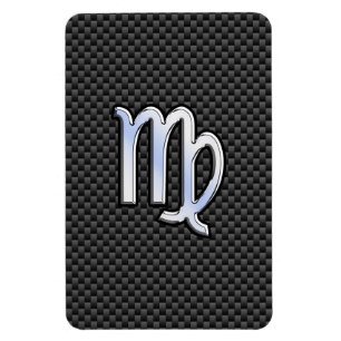 Virgo Zodiac Sign on Charcoal Carbon Fiber Print Magnet