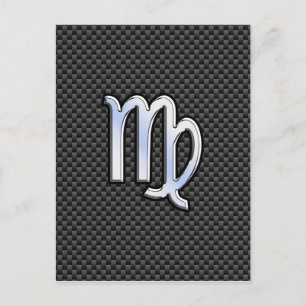 Virgo Zodiac Sign on Charcoal Carbon Fiber Print Postcard