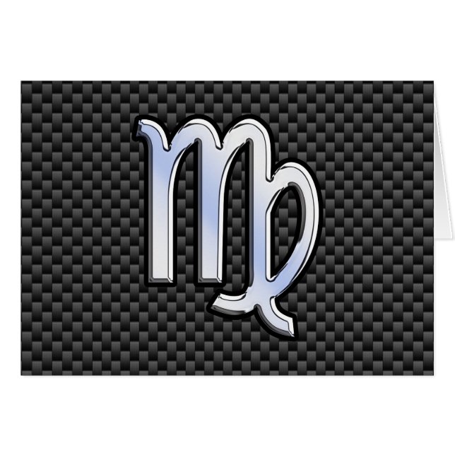 Virgo Zodiac Sign on Charcoal Carbon Fiber Style (Front Horizontal)