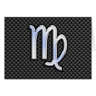 Virgo Zodiac Sign on Charcoal Carbon Fiber Style Cards