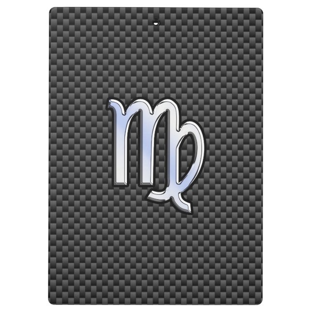 Virgo Zodiac Sign on Charcoal Carbon Fiber Style Clipboard (Back)