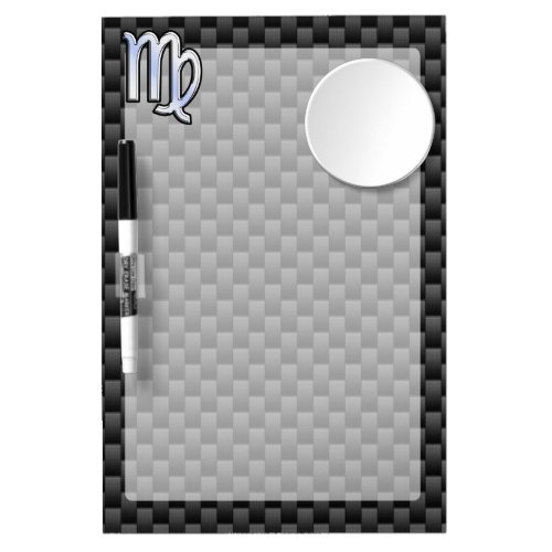 Virgo Zodiac Sign on Charcoal Carbon Fiber Style Dry Erase Board With Mirror