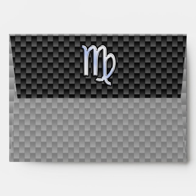 Virgo Zodiac Sign on Charcoal Carbon Fiber Style Envelope (Back (Top Flap))