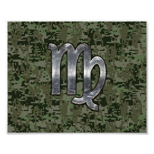 Virgo Zodiac Sign on Green Digital Camo (Front)