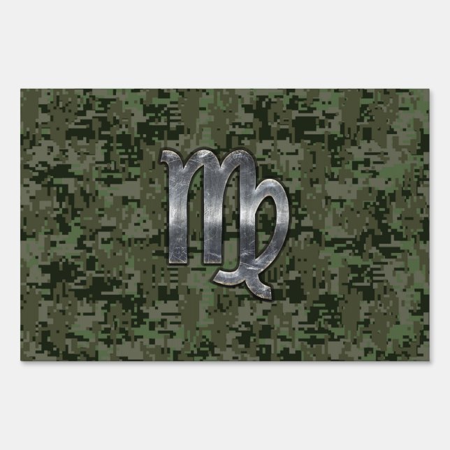 Virgo Zodiac Sign on Green Digital Camo (Front)