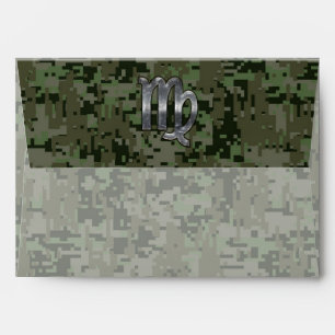 Virgo Zodiac Sign on Green Digital Camouflage Envelope