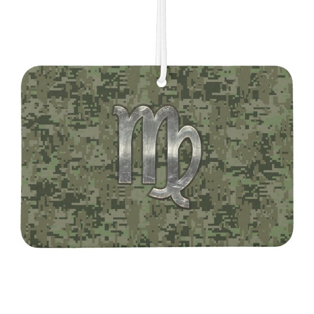 Virgo Zodiac Sign on Military Green Digital Camo Air Freshener (Front)